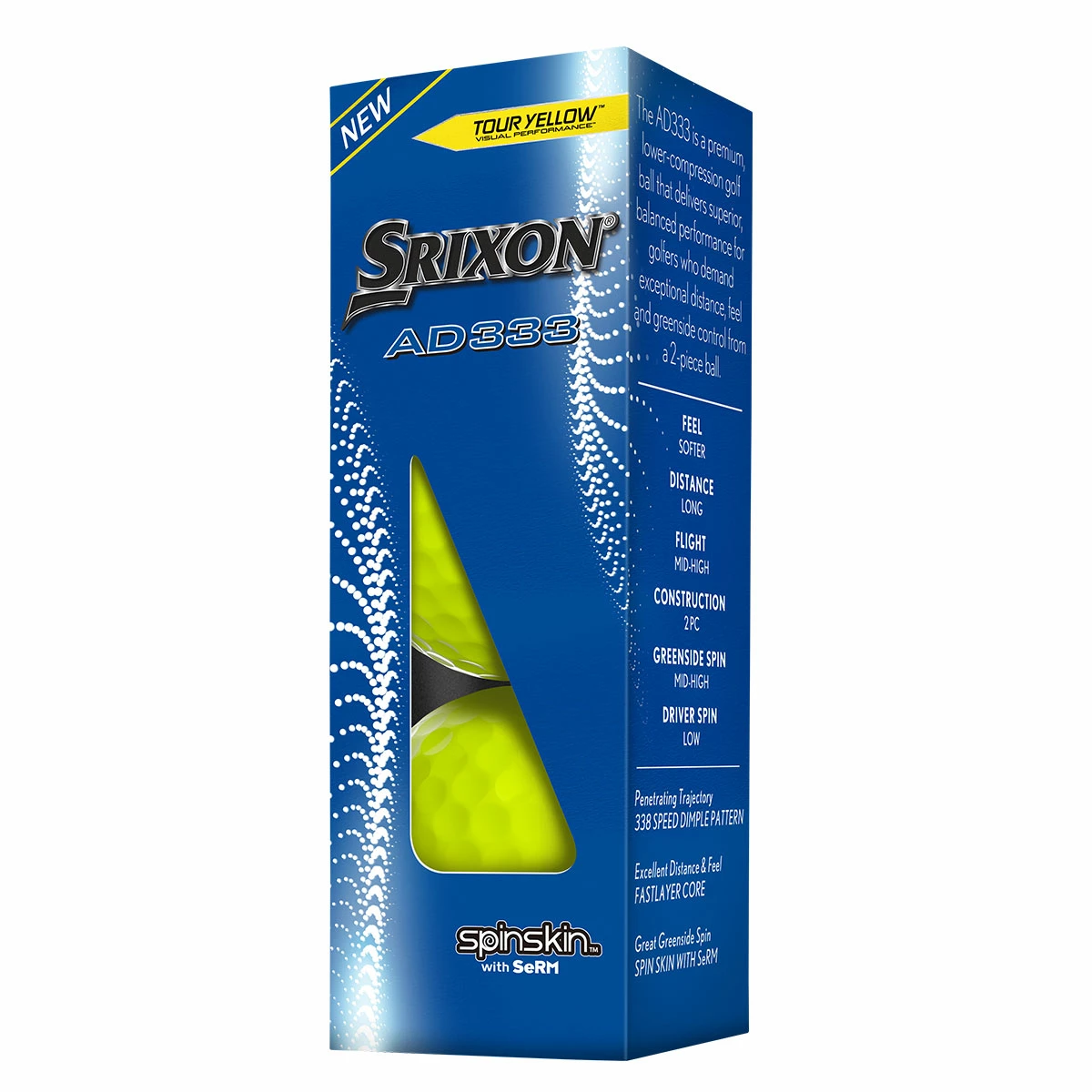 Srixon AD333 12 Ball Pack NEW YELLOW - Image 2