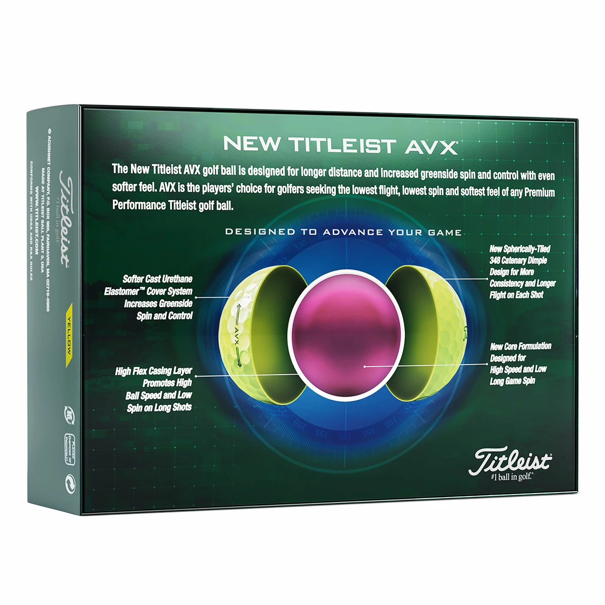 Titleist AVX Balls 12 Pck 2022 YELLOW - Image 2
